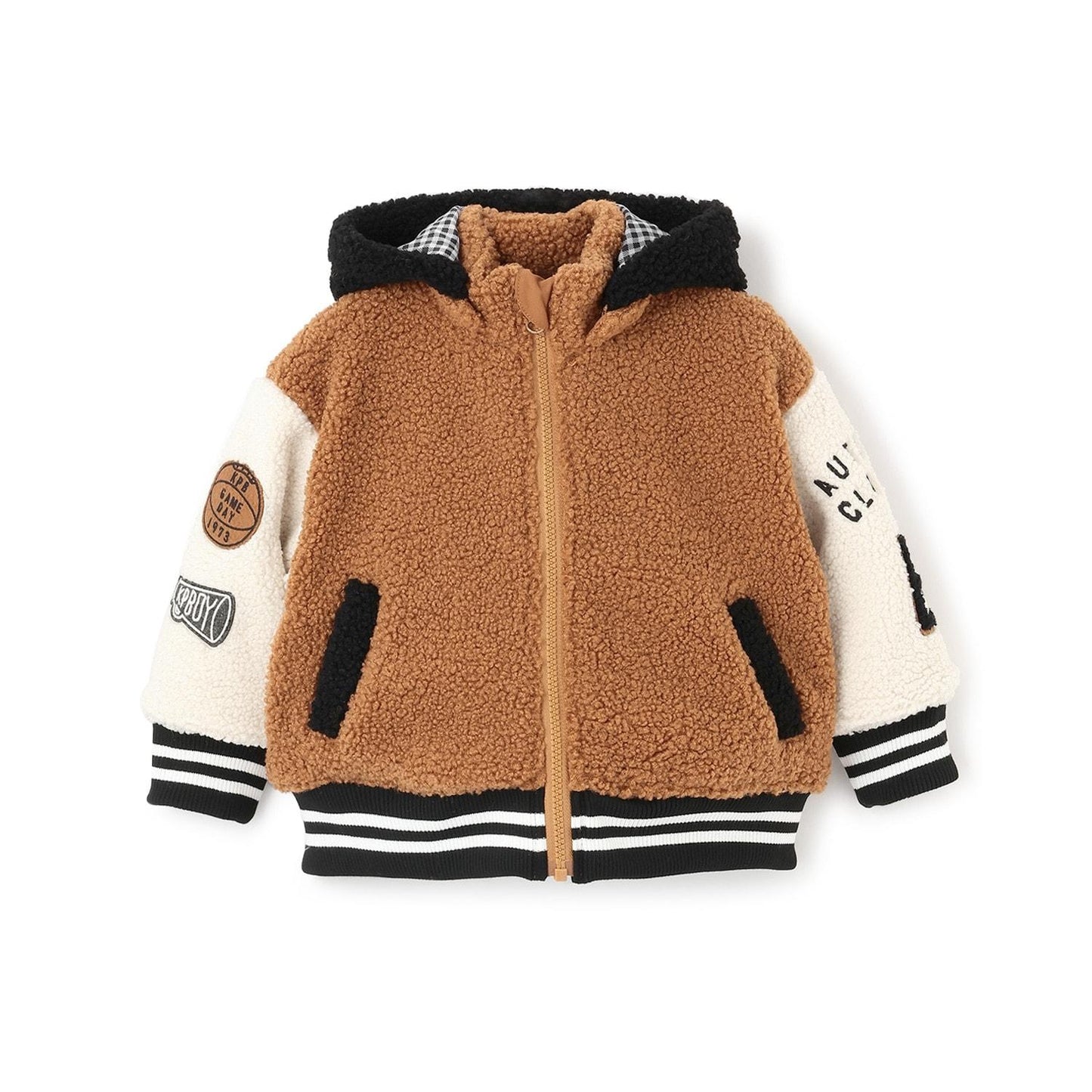 連帽拼色羊羔絨夾克