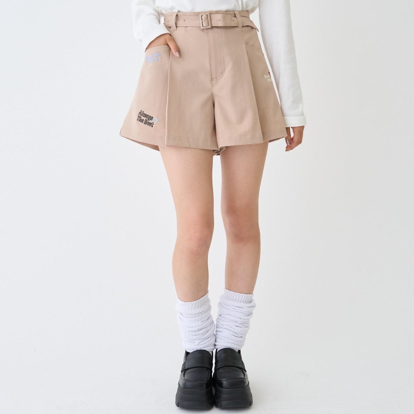 【7days】附腰帶闊腿短褲