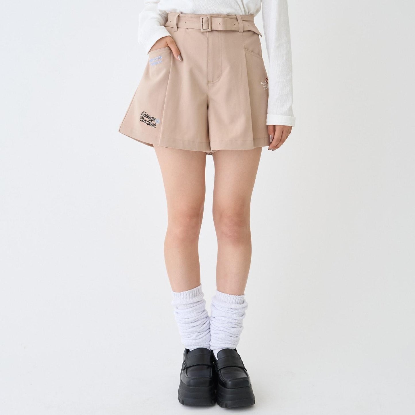 【7days】附腰帶闊腿短褲