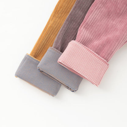 針織燈芯絨小熊褲