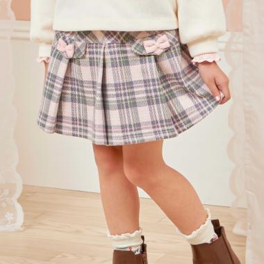 雙層提花格紋裙褲