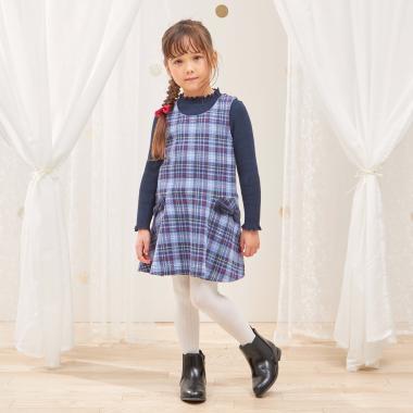 雙層提花格紋連衣裙