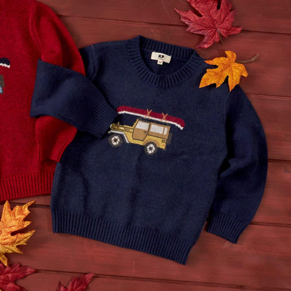 汽車圖案毛衣