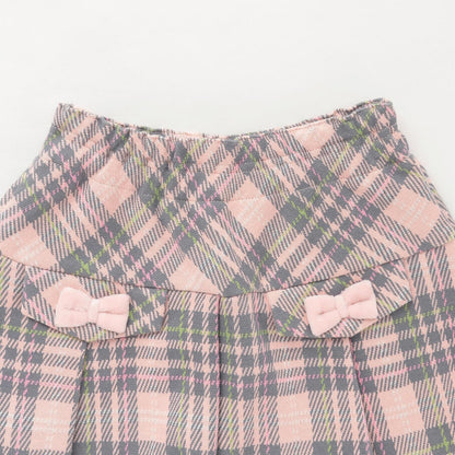 雙層提花格紋裙褲