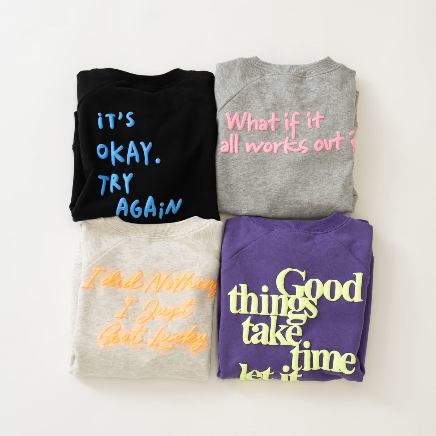 熒光標誌拼色長袖衛衣/運動衫