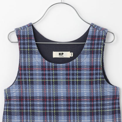 雙層提花格紋連衣裙