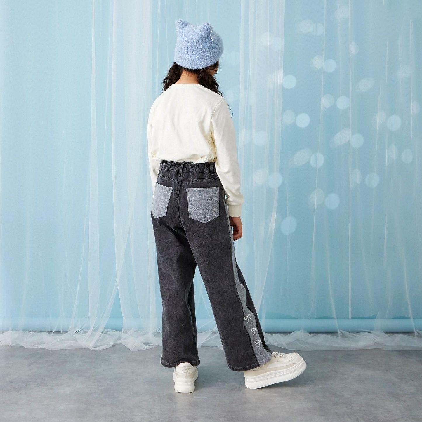 trois lapins 蝴蝶結刺繡荷葉邊衛衣