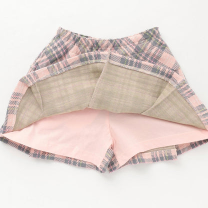 雙層提花格紋裙褲