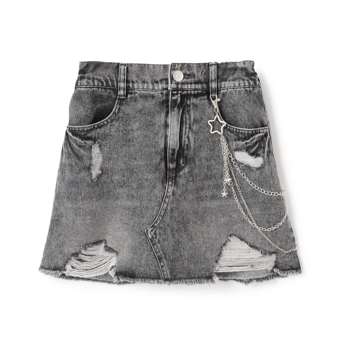 【LTXC】帶鏈條破洞牛仔迷你裙