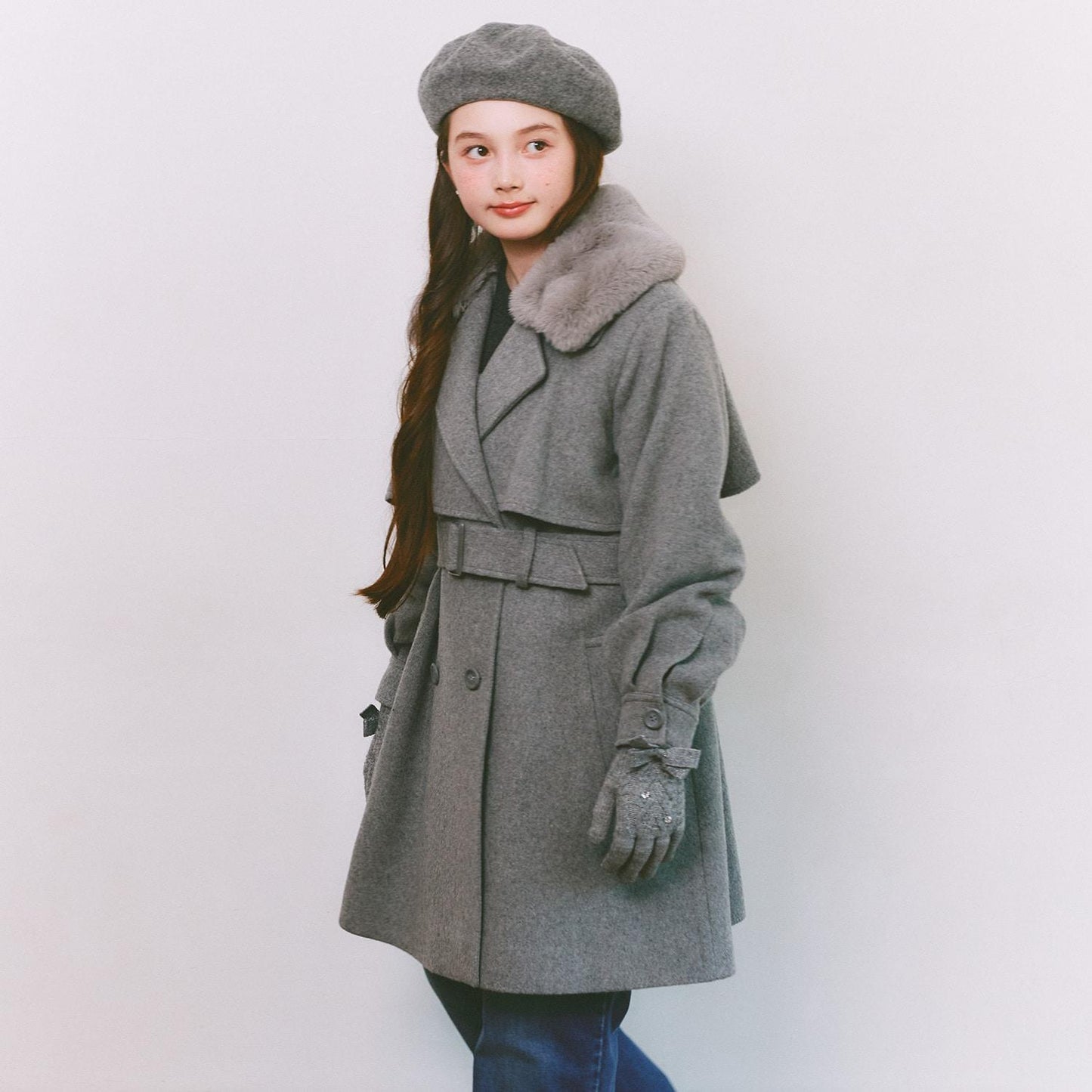 內加絨蝴蝶結手套