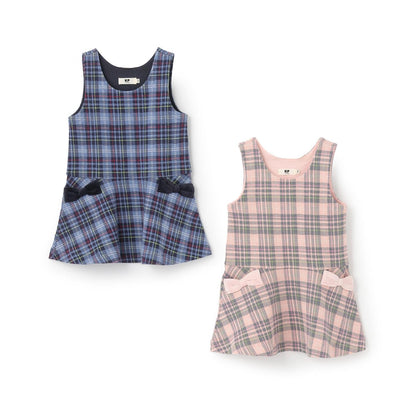 雙層提花格紋連衣裙