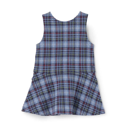 雙層提花格紋連衣裙