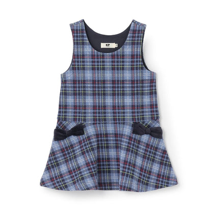 雙層提花格紋連衣裙