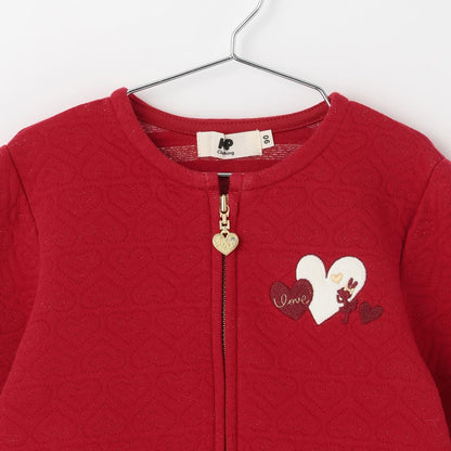 愛心亮片提花拉鍊開衫