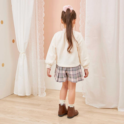 雙層提花格紋裙褲