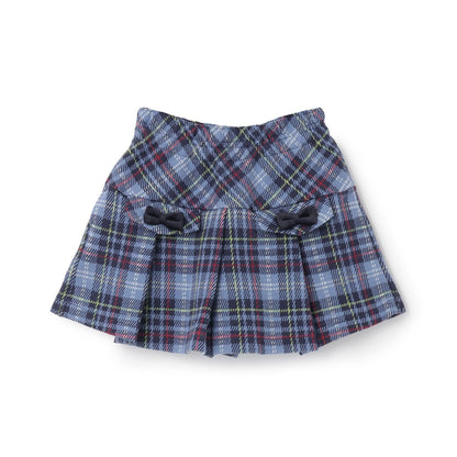 雙層提花格紋裙褲