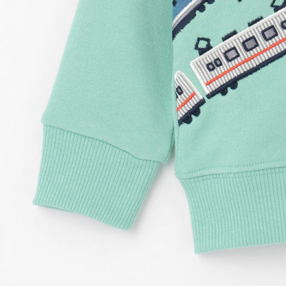 【人氣商品】【直營店無售】電車刺繡條紋袖衛衣