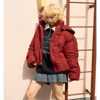 【起毛】顯腿美褶皺喇叭裙褲