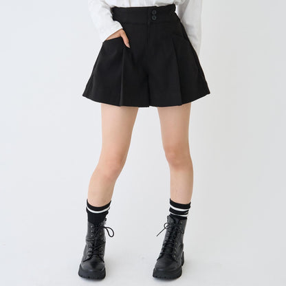 【起毛】顯腿美褶皺喇叭裙褲