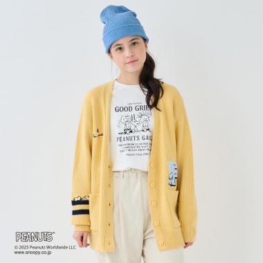 【130cm可選】【《PEANUTS》】字母針織開衫×長袖T恤套裝