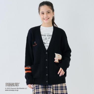 【130cm可選】【《PEANUTS》】字母針織開衫×長袖T恤套裝