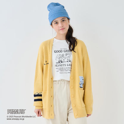 【130cm可選】【《PEANUTS》】字母針織開衫×長袖T恤套裝
