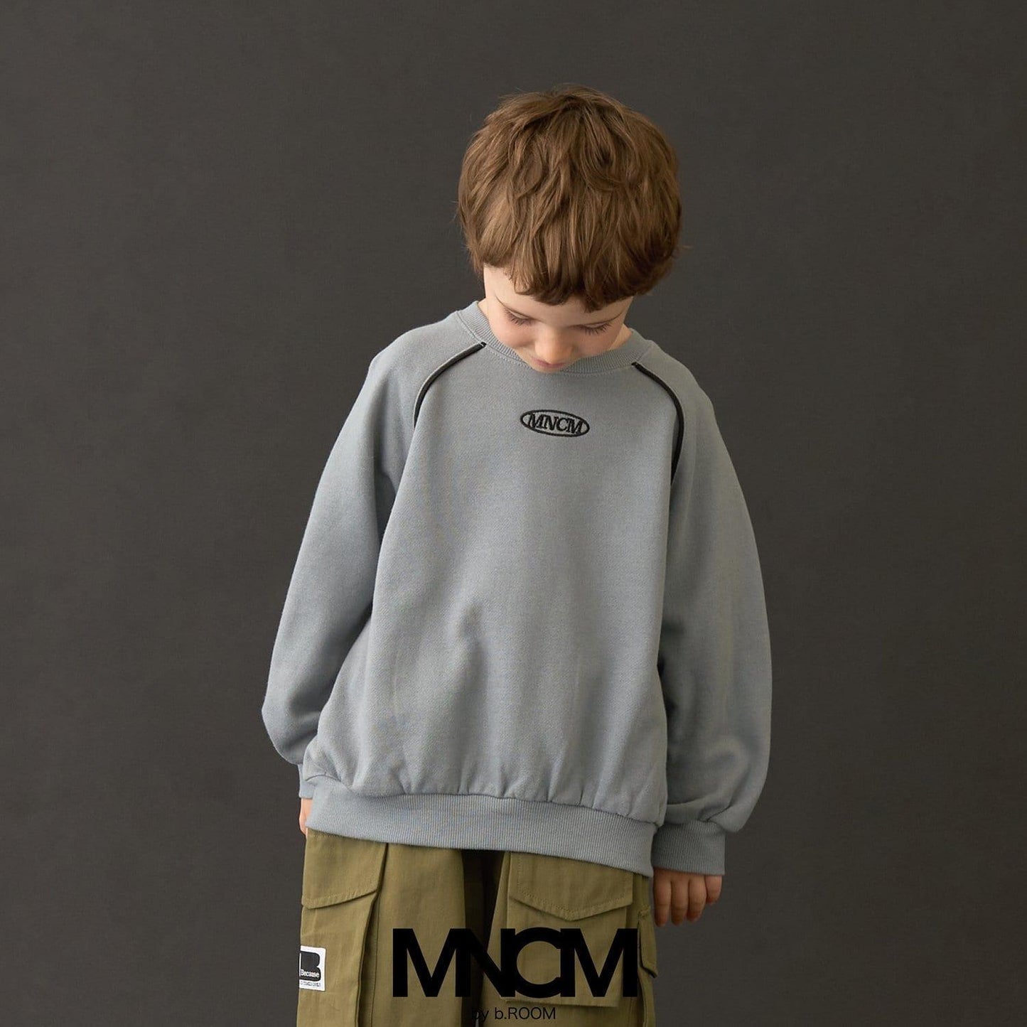 【MNCM】【去毛球加絨衛衣面料】插肩撞色拼接寬鬆衛衣