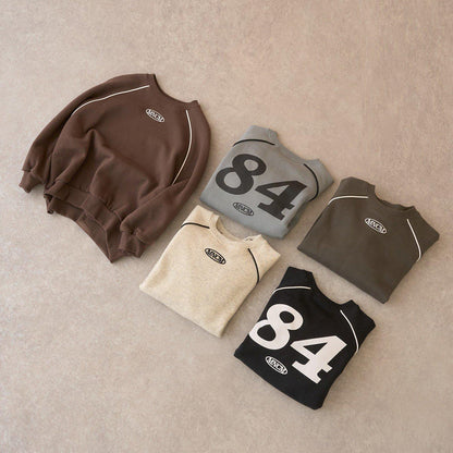 【MNCM】【去毛球加絨衛衣面料】插肩撞色拼接寬鬆衛衣