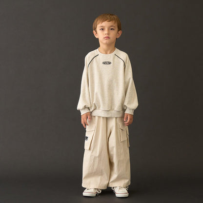 【MNCM】【去毛球加絨衛衣面料】插肩撞色拼接寬鬆衛衣