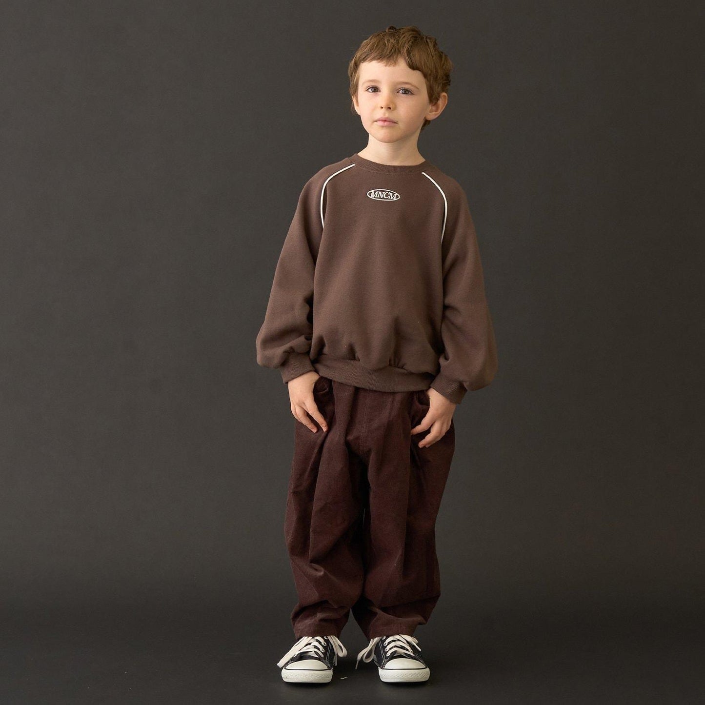 【MNCM】【去毛球加絨衛衣面料】插肩撞色拼接寬鬆衛衣