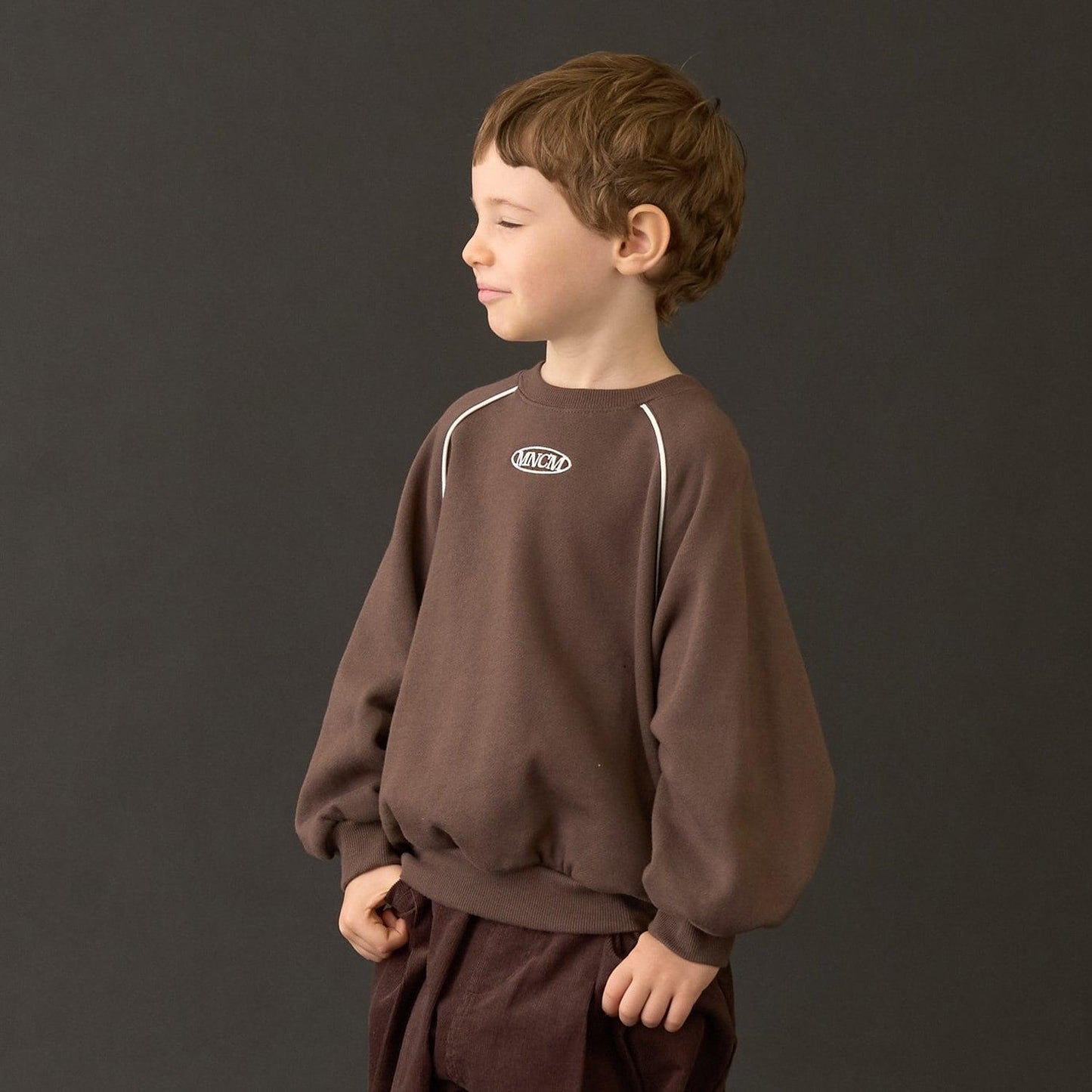 【MNCM】【去毛球加絨衛衣面料】插肩撞色拼接寬鬆衛衣