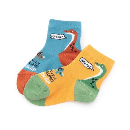 恐龍圖案後跟短襪