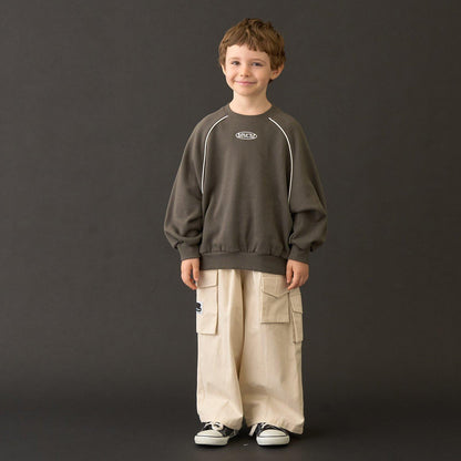 【MNCM】【去毛球加絨衛衣面料】插肩撞色拼接寬鬆衛衣