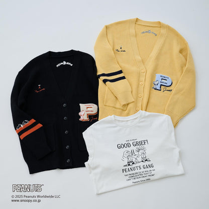 【130cm可選】【《PEANUTS》】字母針織開衫×長袖T恤套裝