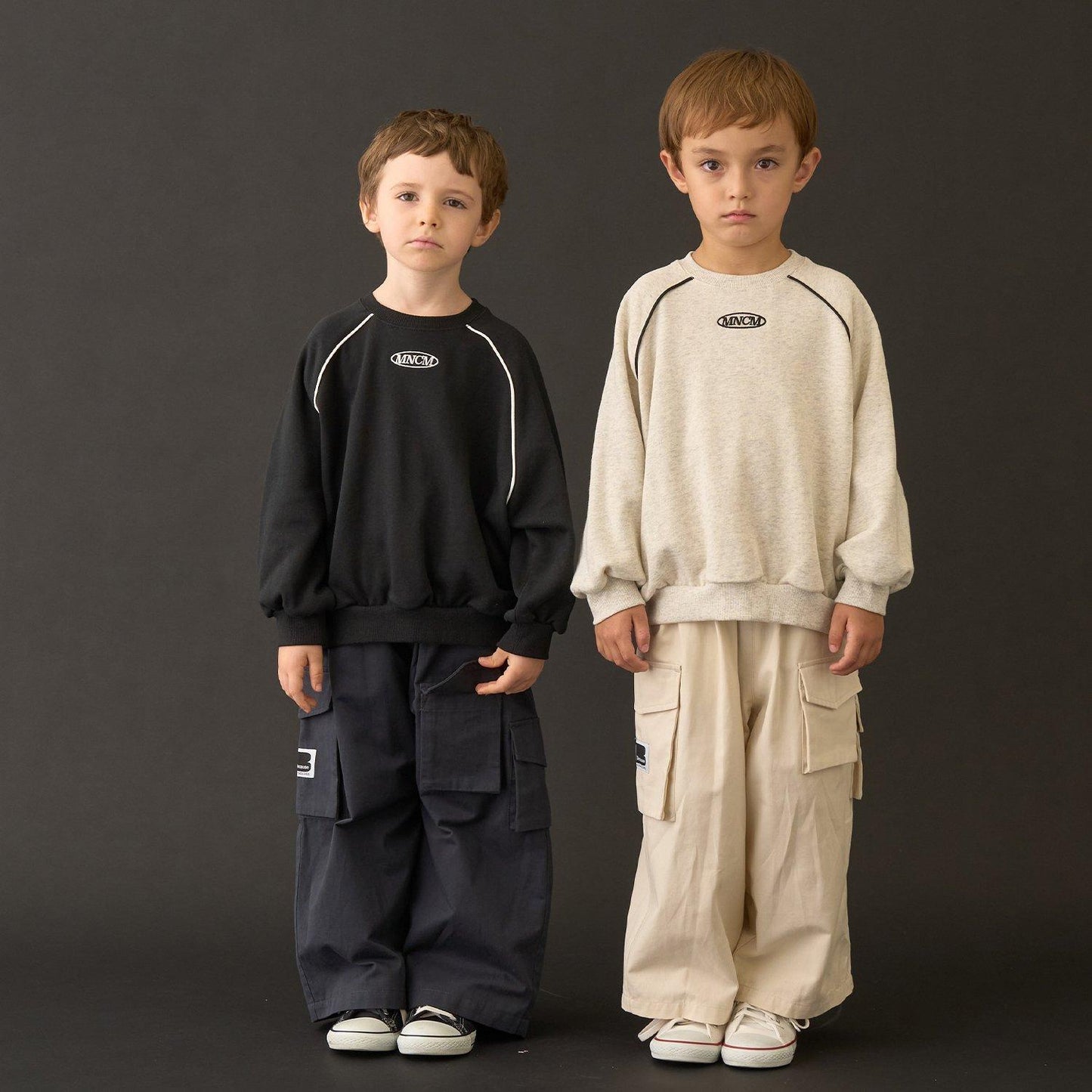 【MNCM】【去毛球加絨衛衣面料】插肩撞色拼接寬鬆衛衣