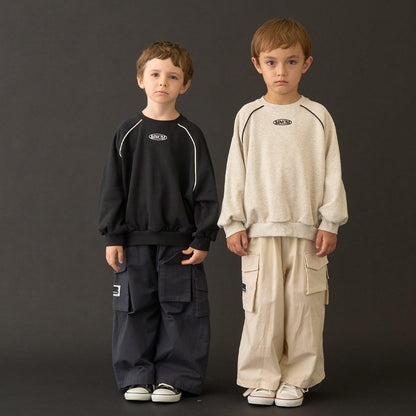 【MNCM】【去毛球加絨衛衣面料】插肩撞色拼接寬鬆衛衣