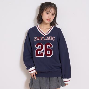 【LTXC】【100%純棉】加絨數字印花寬鬆衛衣