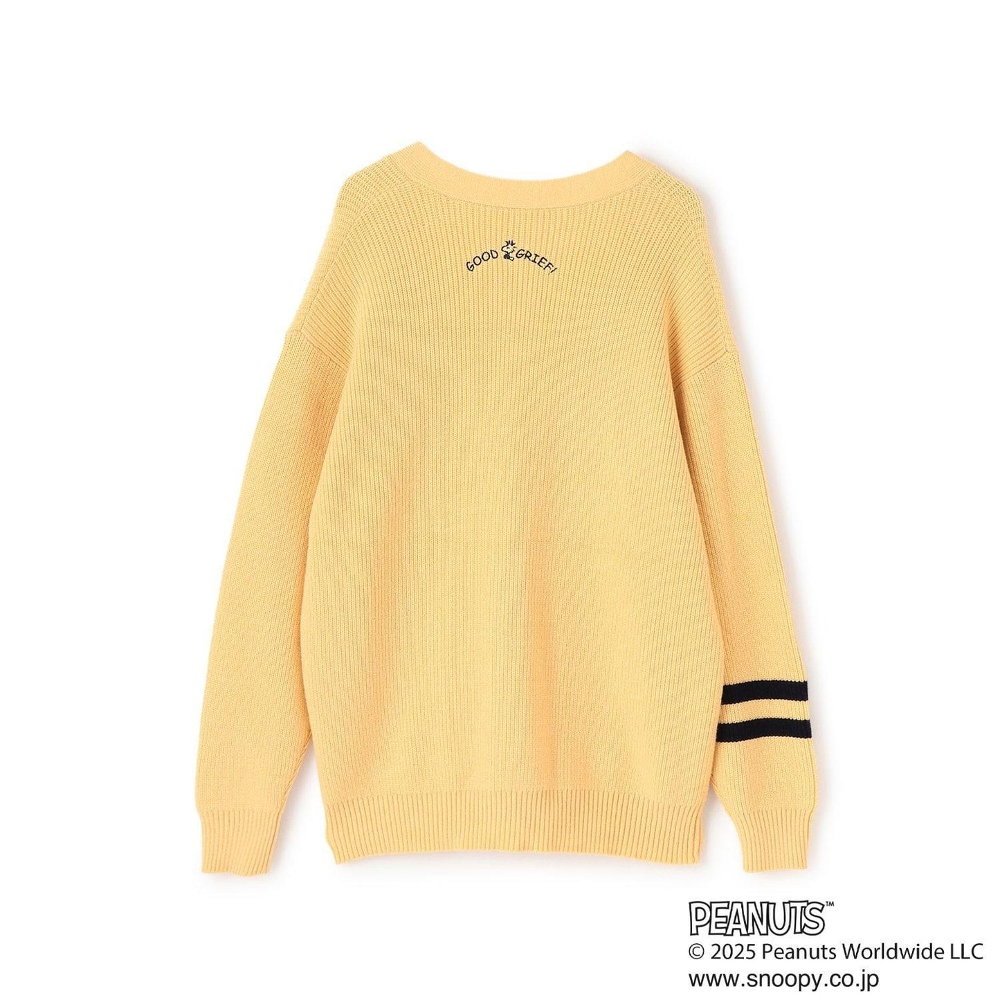 【130cm可選】【《PEANUTS》】字母針織開衫×長袖T恤套裝