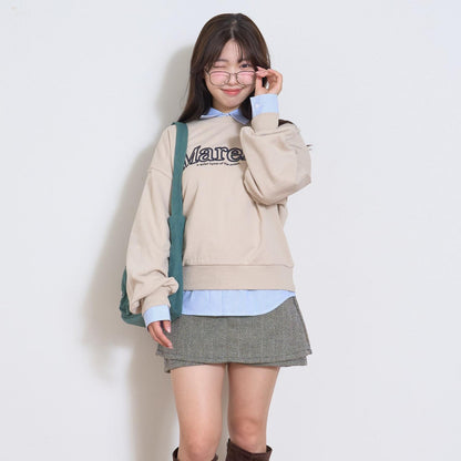 附腰帶人字紋荷葉邊下襬半身裙褲