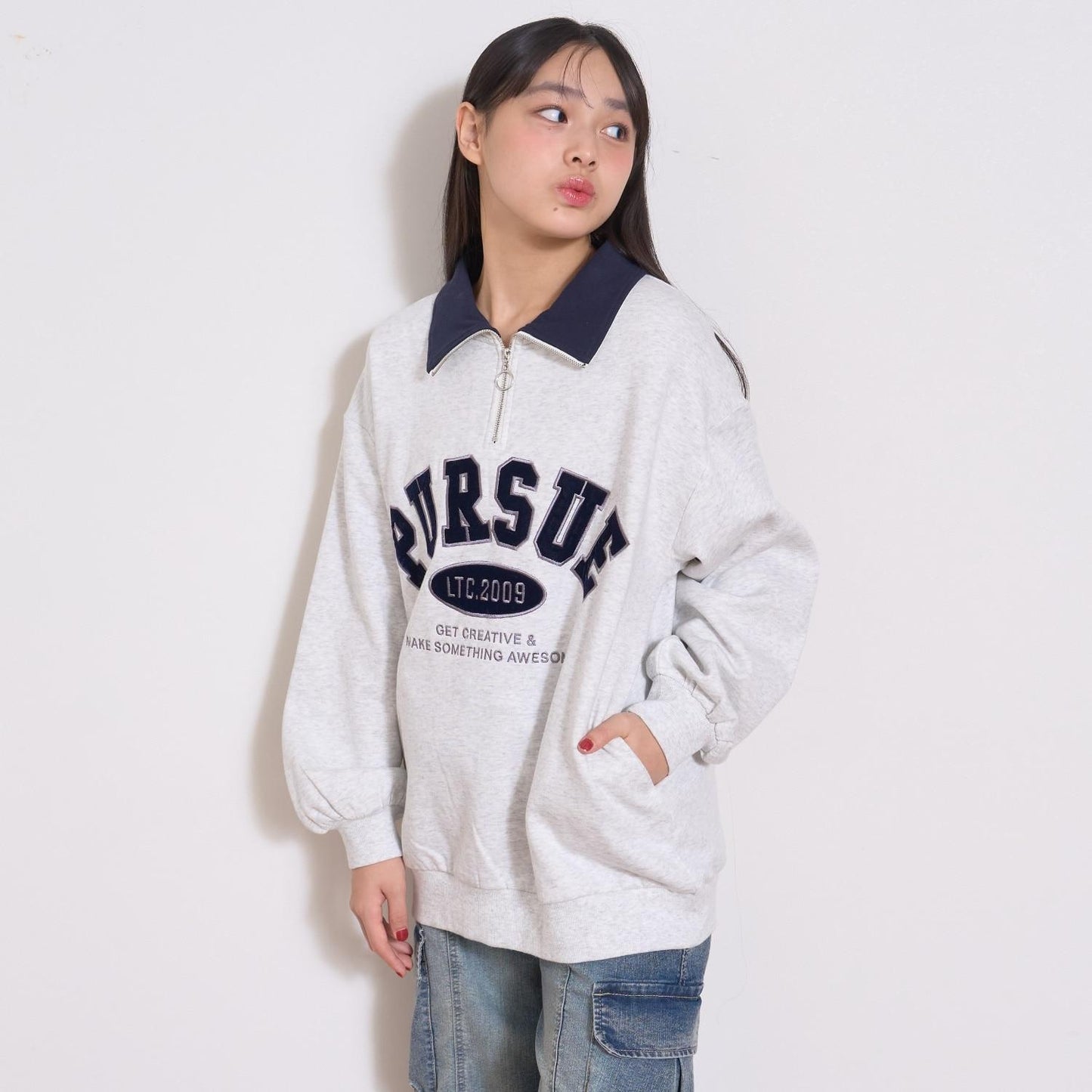 【LTXC】【100%純棉】加絨半拉鍊衛衣