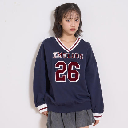 【LTXC】【100%純棉】加絨數字印花寬鬆衛衣