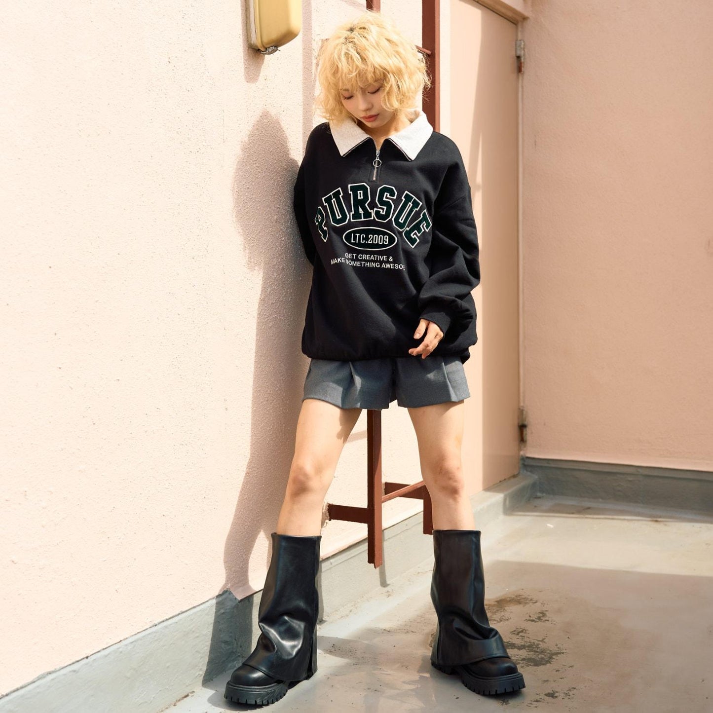 【LTXC】【100%純棉】加絨半拉鍊衛衣