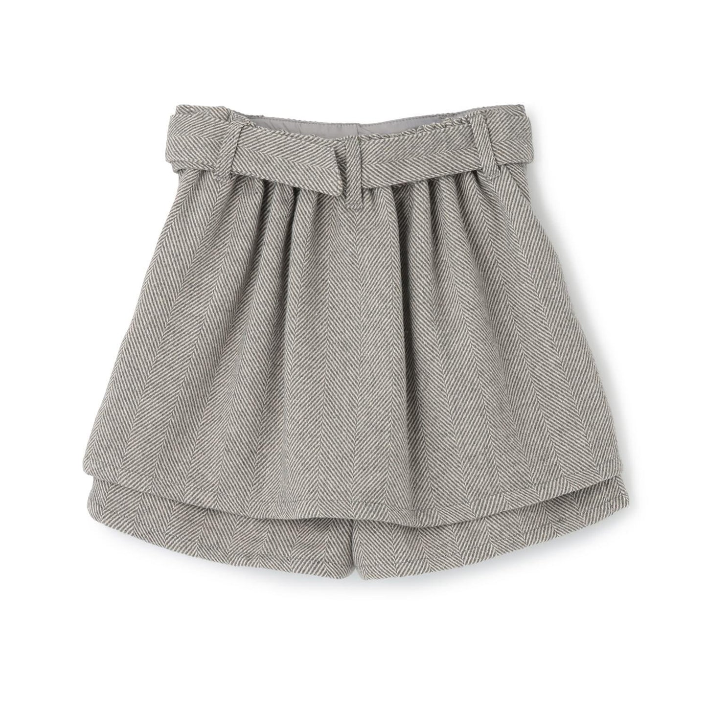 附腰帶人字紋荷葉邊下襬半身裙褲