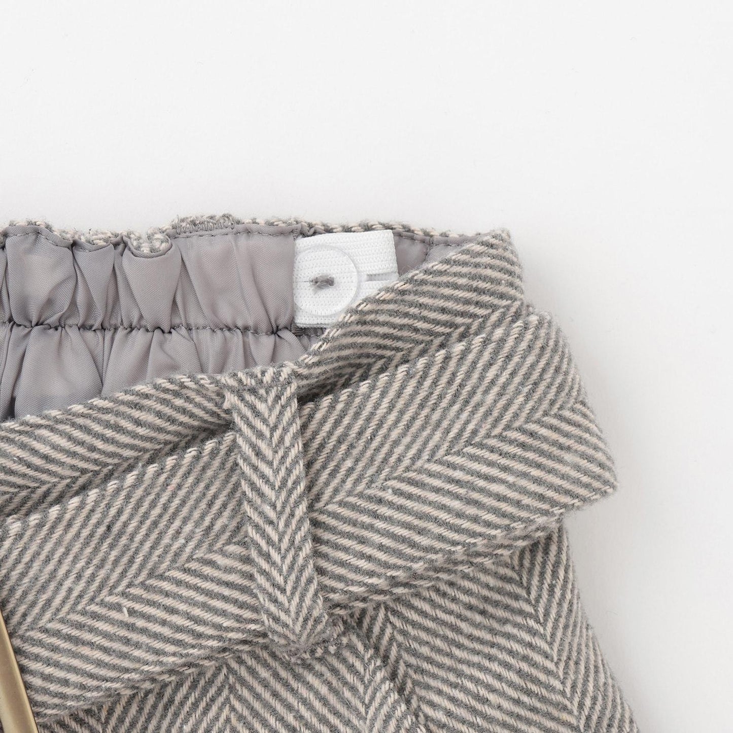 附腰帶人字紋荷葉邊下襬半身裙褲