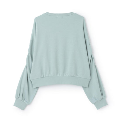 袖部抽褶蛋糕印花套頭衫