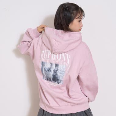 【純棉100%】加絨寬鬆印花連帽衛衣