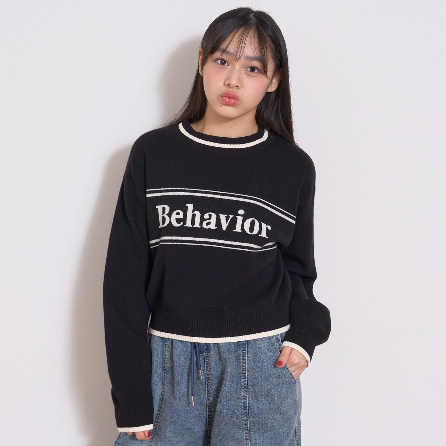 logo提花彈力針織衫