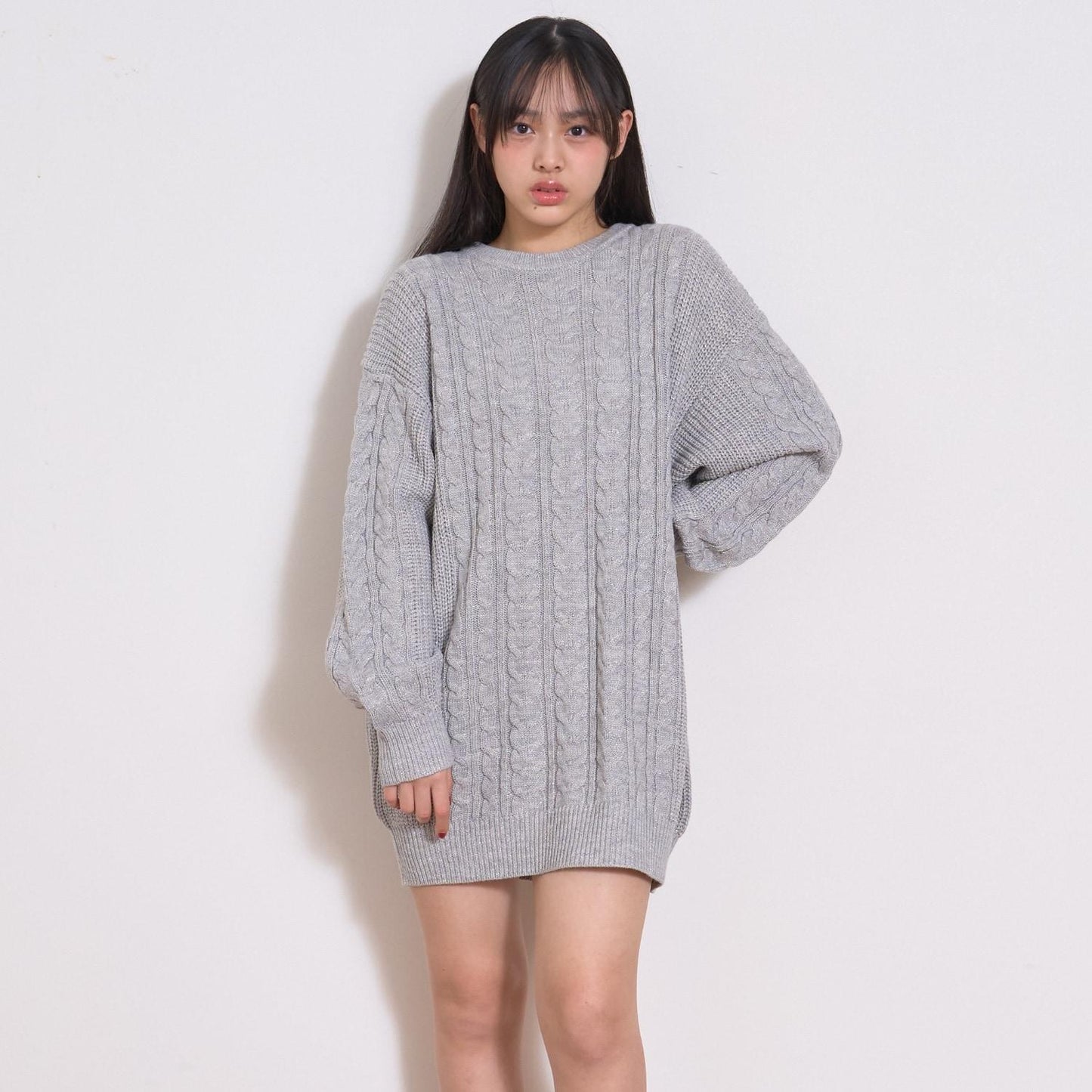 亮片針織寬鬆連衣裙