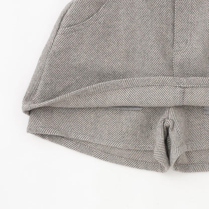 附腰帶人字紋荷葉邊下襬半身裙褲