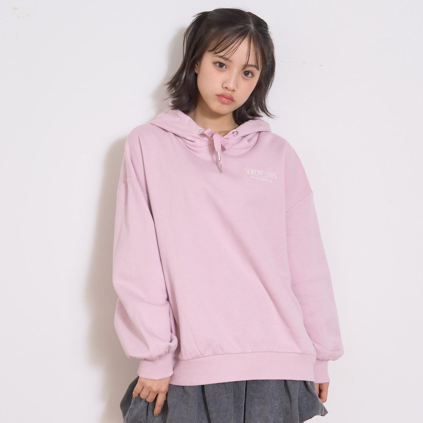 【純棉100%】加絨寬鬆印花連帽衛衣